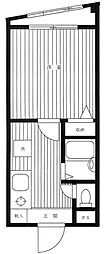 クイーンズ上目黒 1Kの間取図画像