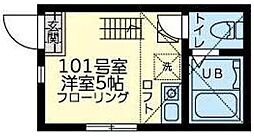 ユナイト黄金町ファンタナモーレ ワンルームの間取図画像