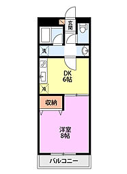 シャレー小新南D棟 1DKの間取図画像