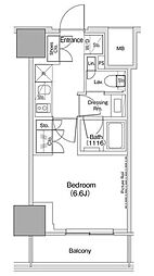ザ・パークハビオ荏原中延駅前 1Kの間取図画像