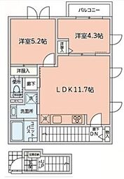富士ハイツ 2LDKの間取図画像