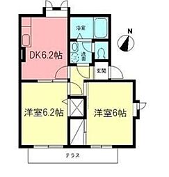 ピースフルB 2DKの間取図画像