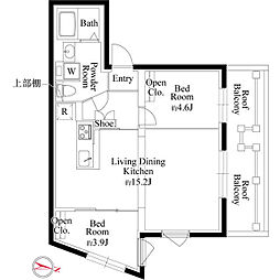 メモラ西馬込 2LDKの間取図画像