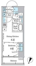 PARKAXIS大塚サウスレジデンス 1DKの間取図画像