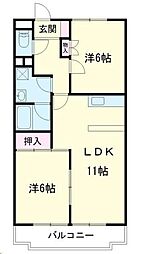 キョーエーマンション末広 2LDKの間取図画像