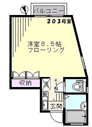 ハピネス小茂根 1Kの間取図画像