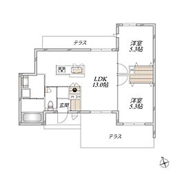 (仮称)稲城市押立ヘーベルメゾン 2LDKの間取図画像