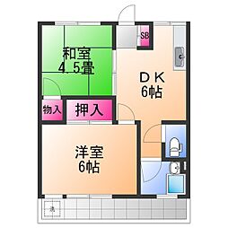 オリーブハイツ 2DKの間取図画像