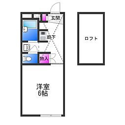 レオパレス千2 1Kの間取図画像