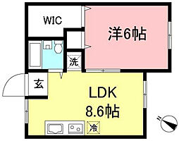 サン・ハイツ壱番館 1LDKの間取図画像