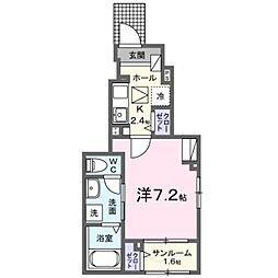 エスペランサ 俊 1Kの間取図画像