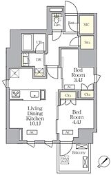 MFPRコート日本橋馬喰町 3階2LDKの間取り