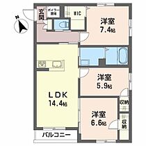 カーサレジオ千秋 305 ｜ 秋田県秋田市千秋城下町5-8（賃貸マンション3LDK・3階・77.12㎡） その2