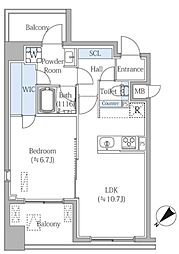グランジット月島TOKYO BAY 1LDKの間取図画像