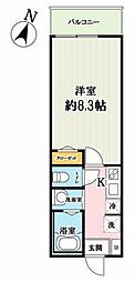 キャメルせんげん台4 1Kの間取図画像