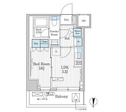 パークアクシス東陽町レジデンス 1DKの間取図画像