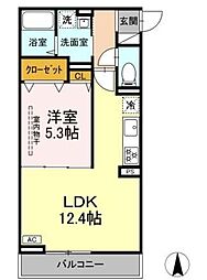 D Paina 矢向 1LDKの間取図画像