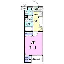 ヒッツヴィル 1Kの間取図画像