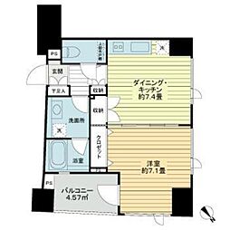 レフィール日本橋浜町 1DKの間取図画像