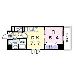 ウィングコート天王寺 1DKの間取図画像
