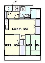 グリーンヒル藤が丘D 2LDKの間取図画像