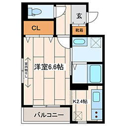 シャルムコート 1Kの間取図画像