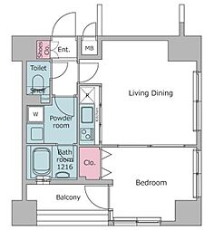 レジディア広尾南 1LDKの間取図画像