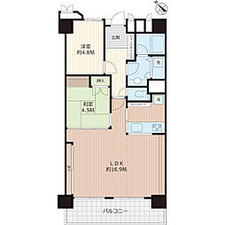 行徳ハイム2号棟 2LDKの間取図画像