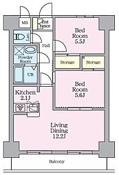 ライブ・トピア八王子 2LDKの間取図画像
