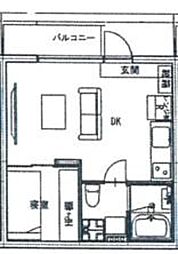 クリフビレッジF棟 1DKの間取図画像