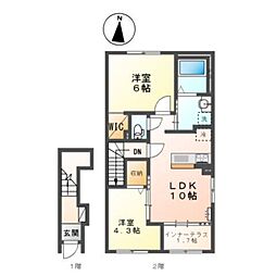 Arietta Haradani 2階2LDKの間取り
