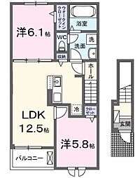 ヴェルドゥーラI 2LDKの間取図画像
