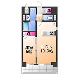 ラフィネ北花田 1LDKの間取図画像
