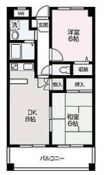 ウイステリア 2DKの間取図画像