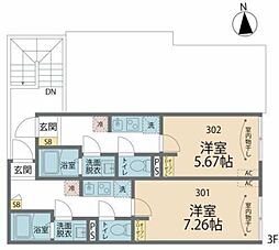 ｅｖｅｒＣｒｅｓｔ赤羽志茂 3階1Kの間取り