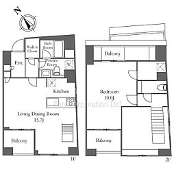 レジディア恵比寿南 1LDKの間取図画像