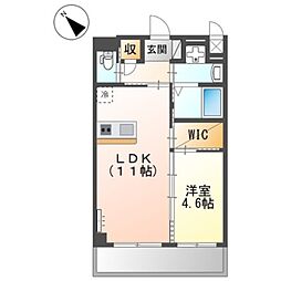ルボヌールドゥ三国ヶ丘 1LDKの間取図画像