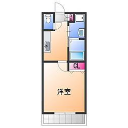 スカイヒルズ日根野 1Kの間取図画像