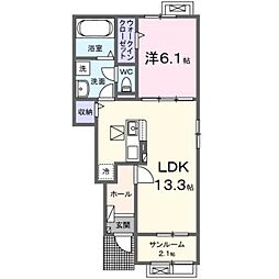 ヴィラ　シャングリラ高田　Ｂ 1階1LDKの間取り