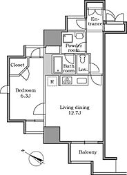 レジディア中延 8階1LDKの間取り