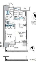 ParkAxis浅草・田原町 1LDKの間取図画像