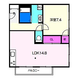 ハイツ藤 1LDKの間取図画像