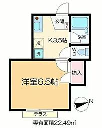 クレストヒルズ町屋 1Kの間取図画像