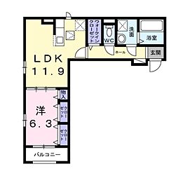 堺市北区常磐町3丁アパート 1LDKの間取図画像