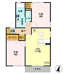サンパーク2C 2LDKの間取図画像