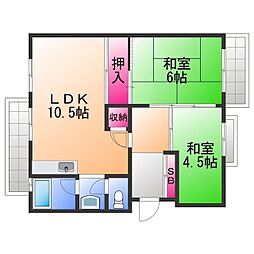 フラワリータウン二色の浜B棟 2SDKの間取図画像