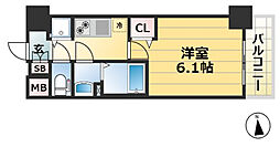 プレサンスジェネ新神戸ステーションフロント 1Kの間取図画像