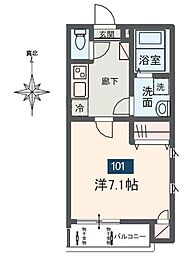 MELDIA北綾瀬4 1Kの間取図画像