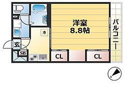 リブリ・SkyblueRISE 1Kの間取図画像