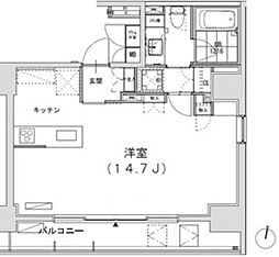 グランディオール広尾テラス ワンルームの間取図画像